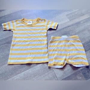 Hanna Andersson Yellow Stripe Short John PJs Pajamas Size 100